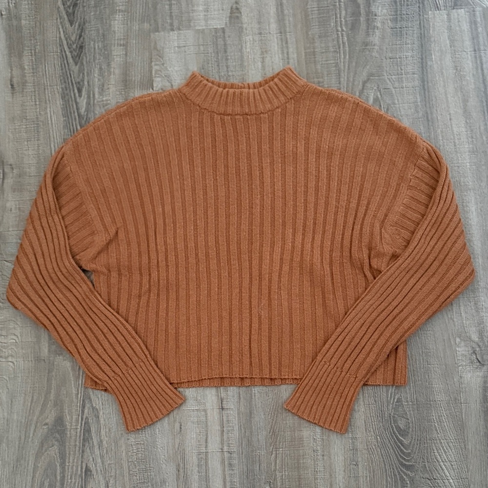 Brown Crop Neck Sweater